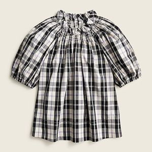 J Crew xxs Smocked-neck puff-sleeve top in Friday plaid.  Excellent like new